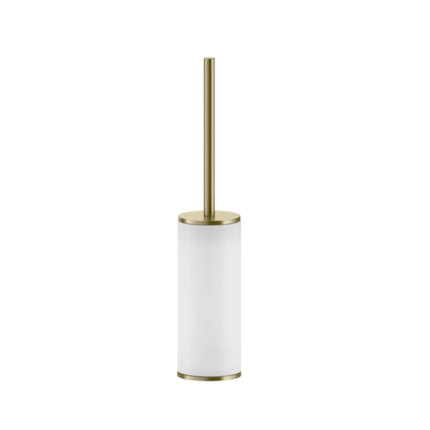 Immagine di Gessi VENTI20 porta scopino d'appoggio, colore bianco e parte in metallo finitura brushed brass PVD 58543#727