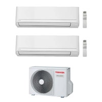 Immagine di Toshiba CLASSIC Climatizzatore a parete dual split inverter bianco | unità esterna R32 4 kW unità interne 5000+7000 BTU RAS-2M14G3AVG-E+RASB[05|07]B2KVGE2