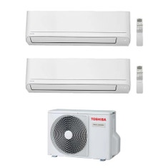 Immagine di Toshiba CLASSIC Climatizzatore a parete dual split inverter bianco | unità esterna R32 4 kW unità interne 5000+5000 BTU RAS-2M14G3AVG-E+RASB[05|05]B2KVGE2