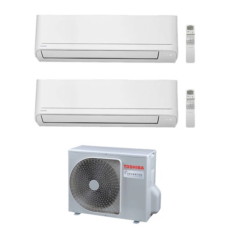 Immagine di Toshiba CLASSIC Climatizzatore a parete dual split inverter bianco | unità esterna R32 5.2 kW unità interne 5000+5000 BTU RAS-3M18G3AVG-E+RASB[05|05]B2KVGE2
