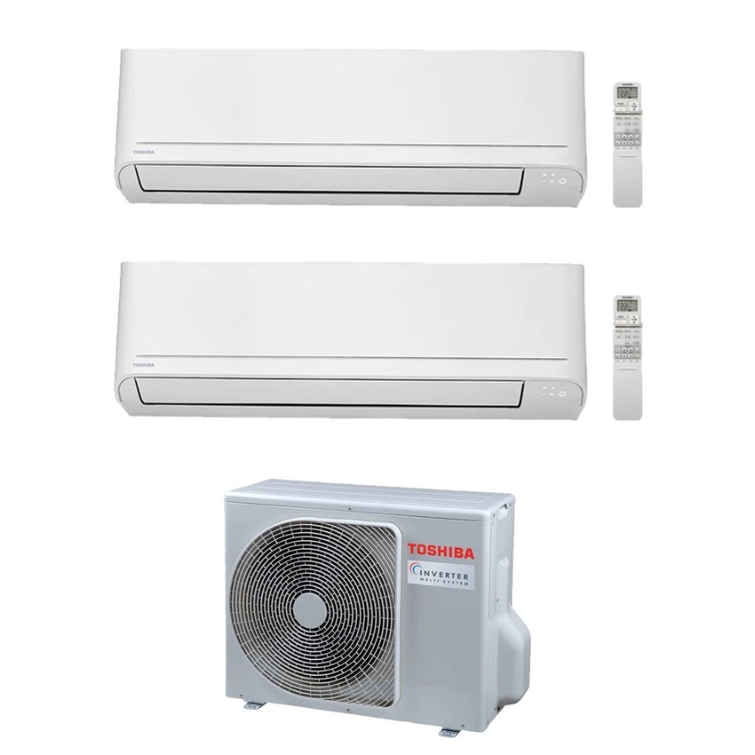 Immagine di Toshiba CLASSIC Climatizzatore a parete dual split inverter bianco | unità esterna R32 5.2 kW unità interne 5000+5000 BTU RAS-2M18G3AVG-E+RASB[05|05]B2KVGE2
