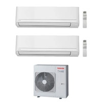 Immagine di Toshiba CLASSIC Climatizzatore a parete dual split inverter bianco | unità esterna R32 10 kW unità interne 13000+13000 BTU RAS-5M34G3AVG-E+RASB[13(E3)|13(E3)]B2KVGE2