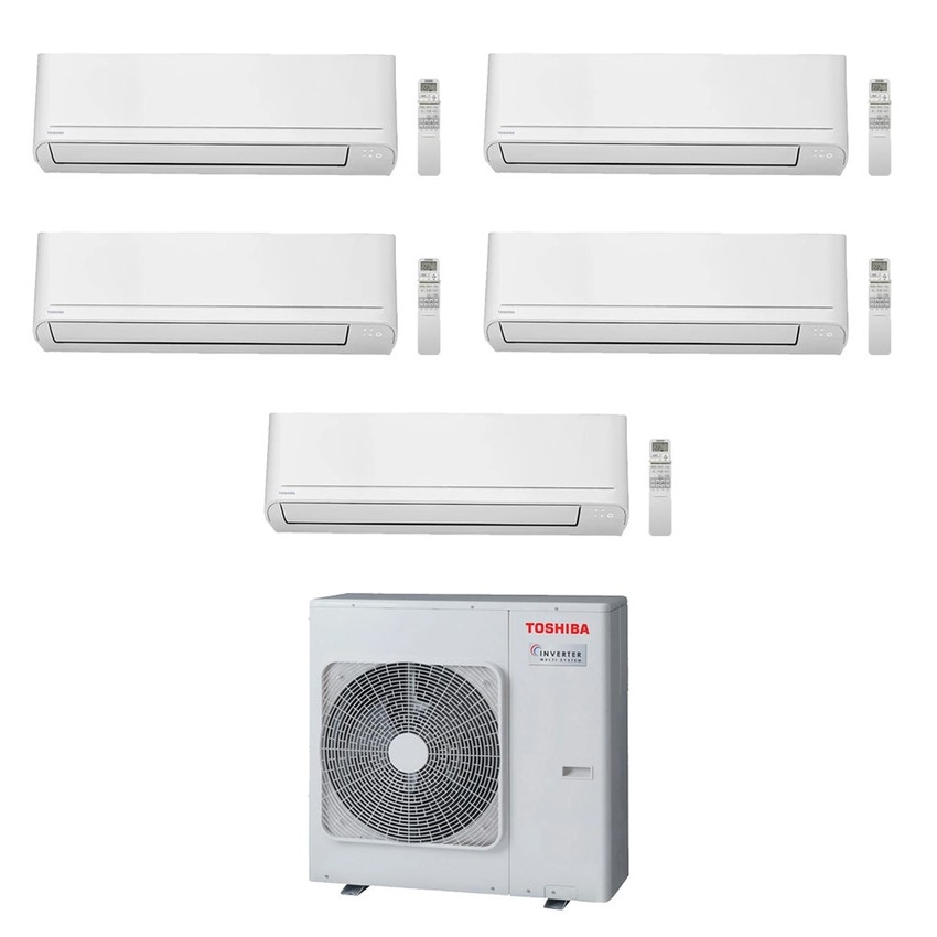 Immagine di Toshiba CLASSIC Climatizzatore a parete penta split inverter bianco | unità esterna R32 10 kW unità interne 5000+5000+5000+5000+5000 BTU RAS-5M34G3AVG-E+RASB[05|05|05|05|05]B2KVGE2