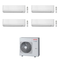 Immagine di Toshiba CLASSIC Climatizzatore a parete quadri split inverter bianco | unità esterna R32 10 kW unità interne 5000+5000+5000+7000 BTU RAS-5M34G3AVG-E+RASB[05|05|05|07]B2KVGE2