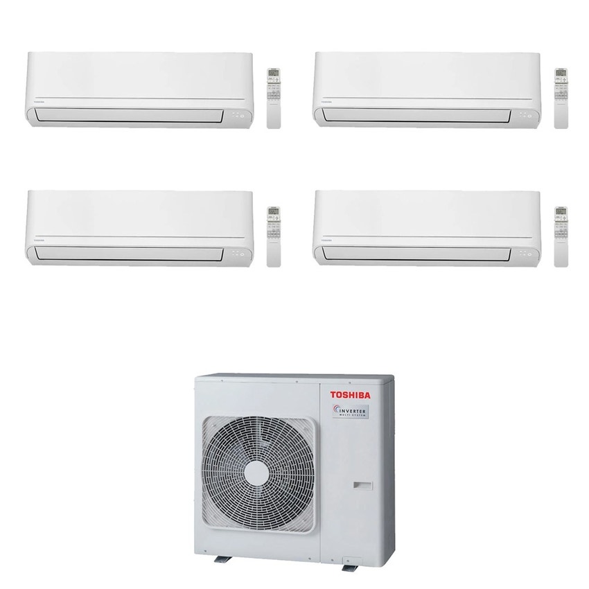 Immagine di Toshiba CLASSIC Climatizzatore a parete quadri split inverter bianco | unità esterna R32 10 kW unità interne 5000+5000+5000+5000 BTU RAS-5M34G3AVG-E+RASB[05|05|05|05]B2KVGE2