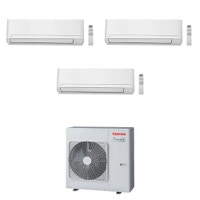 Immagine di Toshiba CLASSIC Climatizzatore a parete trial split inverter bianco | unità esterna R32 10 kW unità interne 5000+5000+5000 BTU RAS-5M34G3AVG-E+RASB[05|05|05]B2KVGE2