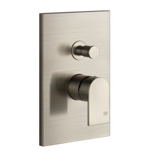 Immagine di Gessi VIA MANZONI miscelatore a parete, 2 uscite, con deviatore automatico bagno/doccia, finitura finox brushed nickel 44634#149