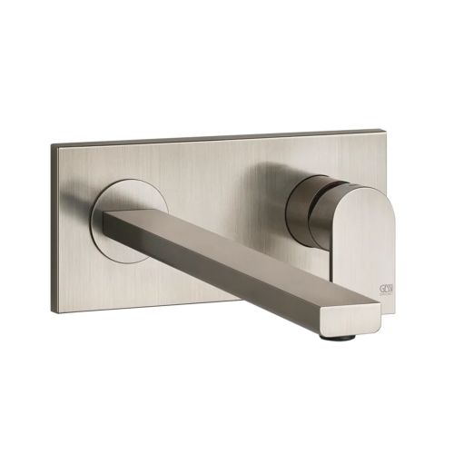 Immagine di Gessi VIA MANZONI miscelatore a parete P.21 cm, senza scarico, senza corpo incasso, finitura finox brushed nickel 44895#149