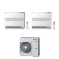 Immagine di Toshiba CONSOLE Climatizzatore a pavimento dual split inverter bianco | unità esterna R32 8 kW unità interne 7000+7000 BTU RAS-4M27G3AVG-E+RAS-[M07|M07]J2FVG-E