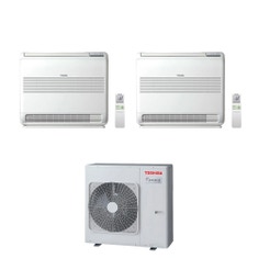 Immagine di Toshiba CONSOLE Climatizzatore a pavimento dual split inverter bianco | unità esterna R32 10 kW unità interne 13000+13000 BTU RAS-5M34G3AVG-E+RAS-[B13|B13]J2FVG-E