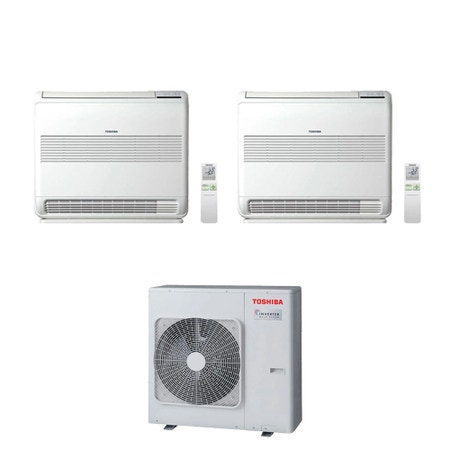 Immagine di Toshiba CONSOLE Climatizzatore a pavimento dual split inverter bianco | unità esterna R32 10 kW unità interne 13000+13000 BTU RAS-5M34G3AVG-E+RAS-[B13|B13]J2FVG-E