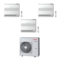 Immagine di Toshiba CONSOLE Climatizzatore a pavimento trial split inverter bianco | unità esterna R32 8 kW unità interne 7000+7000+7000 BTU RAS-4M27G3AVG-E+RAS-[M07|M07|M07]J2FVG-E