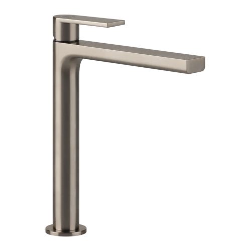 Immagine di Gessi VIA MANZONI miscelatore lavabo H.30 cm, senza scarico, con flessibili di collegamento e risparmio energetico, finitura finox brushed nickel 38610#149