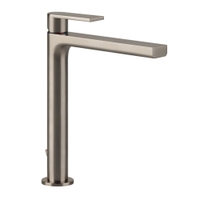 Immagine di Gessi VIA MANZONI miscelatore lavabo H.30 cm, con scarico e flessibili di collegamento, finitura finox brushed nickel 38603#149