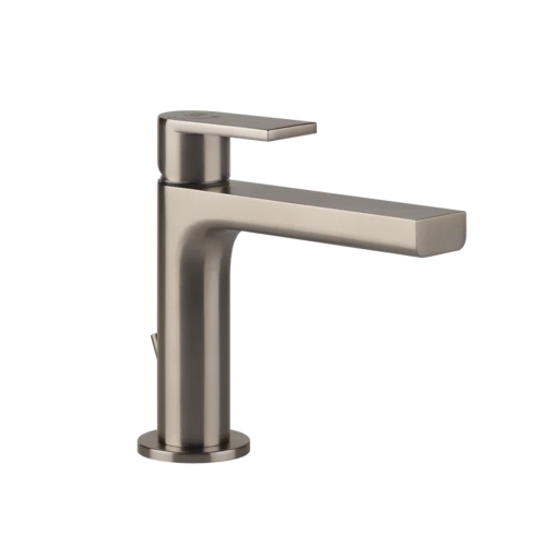 Immagine di Gessi VIA MANZONI miscelatore lavabo H.15 cm, con scarico e flessibili di collegamento, con risparmio energetico, finitura finox brushed nickel 38602#149