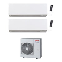 Immagine di Toshiba DAISEIKAI 10 WHITE Climatizzatore a parete dual split inverter Wi-Fi bianco | unità esterna R32 10 kW unità interne 13000+18000 BTU RAS-5M34G3AVG-E+RAS-B[13|18]S4KVPG-E