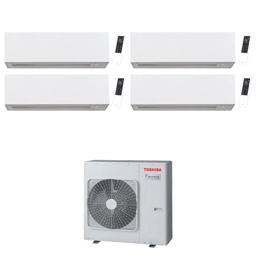 Immagine di Toshiba DAISEIKAI 10 WHITE Climatizzatore a parete quadri split inverter Wi-Fi bianco | unità esterna R32 10 kW unità interne 10000+10000+10000+10000 BTU RAS-5M34G3AVG-E+RAS-B[10|10|10|10]S4KVPG-E