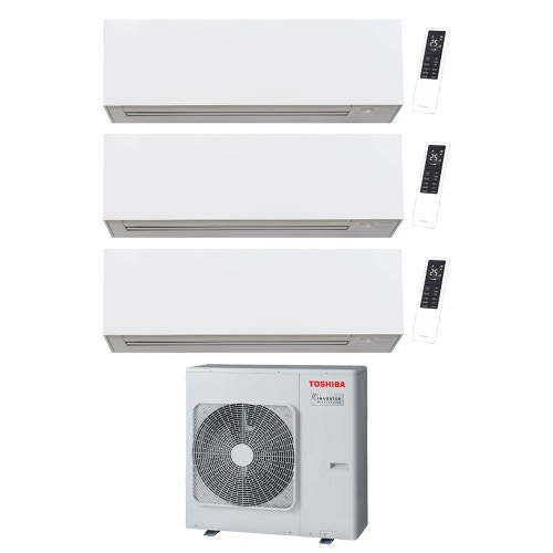 Immagine di Toshiba DAISEIKAI 10 WHITE Climatizzatore a parete trial split inverter Wi-Fi bianco | unità esterna R32 10 kW unità interne 10000+10000+10000 BTU RAS-5M34G3AVG-E+RAS-B[10|10|10]S4KVPG-E