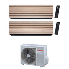 Immagine di Toshiba DAISEIKAI 10 WOOD Climatizzatore a parete dual split inverter Wi-Fi wood | unità esterna R32 5.2 kW unità interne 13000+13000 BTU RAS-3M18G3AVG-E+RAS-B[13|13]S4KVDG-E