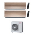 Immagine di Toshiba DAISEIKAI 10 WOOD Climatizzatore a parete dual split inverter Wi-Fi wood | unità esterna R32 10 kW unità interne 13000+13000 BTU RAS-5M34G3AVG-E+RAS-B[13|13]S4KVDG-E