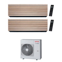 Immagine di Toshiba DAISEIKAI 10 WOOD Climatizzatore a parete dual split inverter Wi-Fi wood | unità esterna R32 7 kW unità interne 10000+10000 BTU RAS-3M26G3AVG-E+RAS-B[10|10]S4KVDG-E