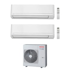 Immagine di Toshiba SEIYA SMART Climatizzatore a parete dual split inverter Wi-Fi bianco | unità esterna R32 10 kW unità interne 10000+24000 BTU RAS-5M34G3AVG-E+RAS-B[10|24]S4KVG-E