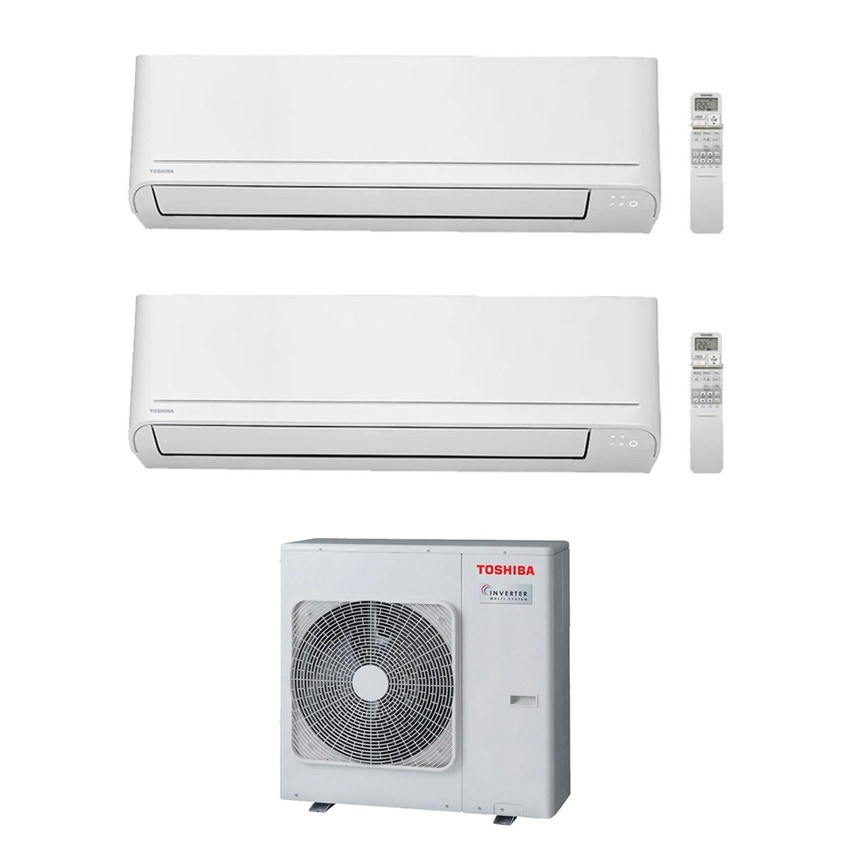 Immagine di Toshiba SEIYA SMART Climatizzatore a parete dual split inverter Wi-Fi bianco | unità esterna R32 10 kW unità interne 10000+24000 BTU RAS-5M34G3AVG-E+RAS-B[10|24]S4KVG-E