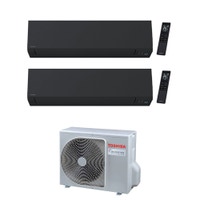 Immagine di Toshiba SHORAI EDGE BLACK Climatizzatore a parete dual split inverter Wi-Fi nero | unità esterna R32 5.2 kW unità interne 5000+7000 BTU RAS-3M18G3AVG-E+RAS-[M05|B07]G3KVSGB-E