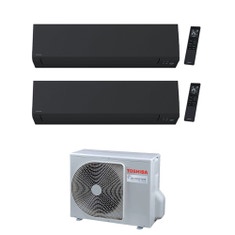 Immagine di Toshiba SHORAI EDGE BLACK Climatizzatore a parete dual split inverter Wi-Fi nero | unità esterna R32 5.2 kW unità interne 7000+10000 BTU RAS-3M18G3AVG-E+RAS-[B07|B10]G3KVSGB-E