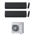 Immagine di Toshiba SHORAI EDGE BLACK Climatizzatore a parete dual split inverter Wi-Fi nero | unità esterna R32 8 kW unità interne 7000+16000 BTU RAS-4M27G3AVG-E+RAS-[B07|B16]G3KVSGB-E