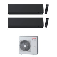 Immagine di Toshiba SHORAI EDGE BLACK Climatizzatore a parete dual split inverter Wi-Fi nero | unità esterna R32 10 kW unità interne 13000+13000 BTU RAS-5M34G3AVG-E+RAS-[B13|B13]G3KVSGB-E
