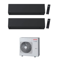 Immagine di Toshiba SHORAI EDGE BLACK Climatizzatore a parete dual split inverter Wi-Fi nero | unità esterna R32 7 kW unità interne 13000+18000 BTU RAS-3M26G3AVG-E+RAS-[B13|B18]G3KVSGB-E