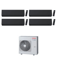 Immagine di Toshiba SHORAI EDGE BLACK Climatizzatore a parete quadri split inverter Wi-Fi nero | unità esterna R32 10 kW unità interne 10000+10000+10000+10000 BTU RAS-5M34G3AVG-E+RAS-[B10|B10|B10|B10]G3KVSGB-E