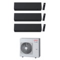 Immagine di Toshiba SHORAI EDGE BLACK Climatizzatore a parete trial split inverter Wi-Fi nero | unità esterna R32 8 kW unità interne 7000+7000+7000 BTU RAS-4M27G3AVG-E+RAS-[B07|B07|B07]G3KVSGB-E