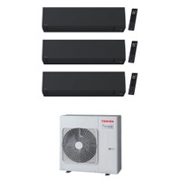 Immagine di Toshiba SHORAI EDGE BLACK Climatizzatore a parete trial split inverter Wi-Fi nero | unità esterna R32 10 kW unità interne 7000+18000+21000 BTU RAS-5M34G3AVG-E+RAS-[B07|B18|B22]G3KVSGB-E