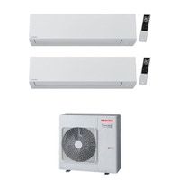 Immagine di Toshiba SHORAI EDGE WHITE Climatizzatore a parete dual split inverter Wi-Fi bianco | unità esterna R32 8 kW unità interne 5000+7000 BTU RAS-4M27G3AVG-E+RAS-[M05|B07]G3KVSG-E