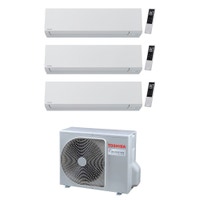Immagine di Toshiba SHORAI EDGE WHITE Climatizzatore a parete trial split inverter Wi-Fi bianco | unità esterna R32 5.2 kW unità interne 5000+5000+7000 BTU RAS-3M18G3AVG-E+RAS-[M05|M05|B07]G3KVSG-E