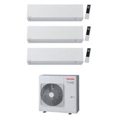 Immagine di Toshiba SHORAI EDGE WHITE Climatizzatore a parete trial split inverter Wi-Fi bianco | unità esterna R32 10 kW unità interne 7000+10000+21000 BTU RAS-5M34G3AVG-E+RAS-[B07|B10|B22]G3KVSG-E