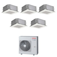 Immagine di Toshiba CASSETTA A 4 VIE 60x60 Climatizzatore a cassetta penta split inverter | unità esterna R32 10 kW unità interne 10000+10000+10000+10000+13000 BTU RAS-5M34G3AVG-E+RAS-M[10|10|10|10|13]S4MUVG-E