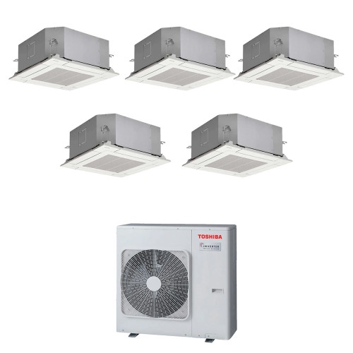 Immagine di Toshiba CASSETTA A 4 VIE 60x60 Climatizzatore a cassetta penta split inverter | unità esterna R32 10 kW unità interne 10000+10000+10000+10000+10000 BTU RAS-5M34G3AVG-E+RAS-M[10|10|10|10|10]S4MUVG-E