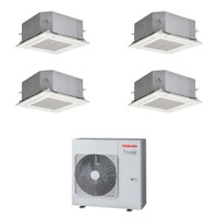 Immagine di Toshiba CASSETTA A 4 VIE 60x60 Climatizzatore a cassetta quadri split inverter | unità esterna R32 8 kW unità interne 10000+10000+10000+13000 BTU RAS-4M27G3AVG-E+RAS-M[10|10|10|13]S4MUVG-E