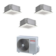 Immagine di Toshiba CASSETTA A 4 VIE 60x60 Climatizzatore a cassetta trial split inverter | unità esterna R32 5.2 kW unità interne 10000+10000+10000 BTU RAS-3M18G3AVG-E+RAS-M[10|10|10]S4MUVG-E