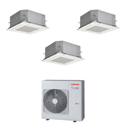 Immagine di Toshiba CASSETTA A 4 VIE 60x60 Climatizzatore a cassetta trial split inverter | unità esterna R32 10 kW unità interne 10000+10000+10000 BTU RAS-5M34G3AVG-E+RAS-M[10|10|10]S4MUVG-E