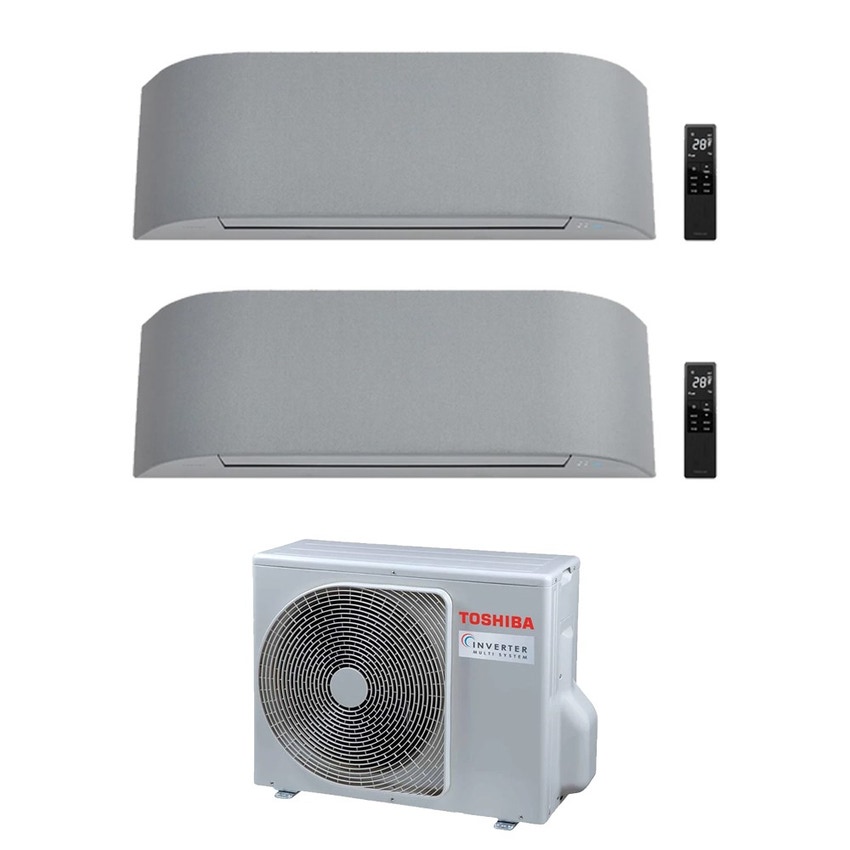 Immagine di Toshiba HAORI Climatizzatore a parete dual split inverter Wi-Fi light grey | unità esterna R32 5.2 kW unità interne 7000+7000 BTU RAS-2M18G3AVG-E+RAS-[M07|M07]N4KVRG-E