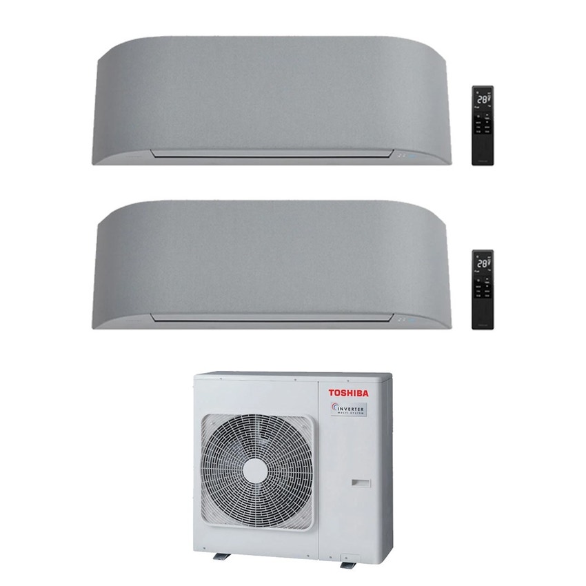 Immagine di Toshiba HAORI Climatizzatore a parete dual split inverter Wi-Fi light grey | unità esterna R32 10 kW unità interne 13000+13000 BTU RAS-5M34G3AVG-E+RAS-[B13|B13]N4KVRG-E