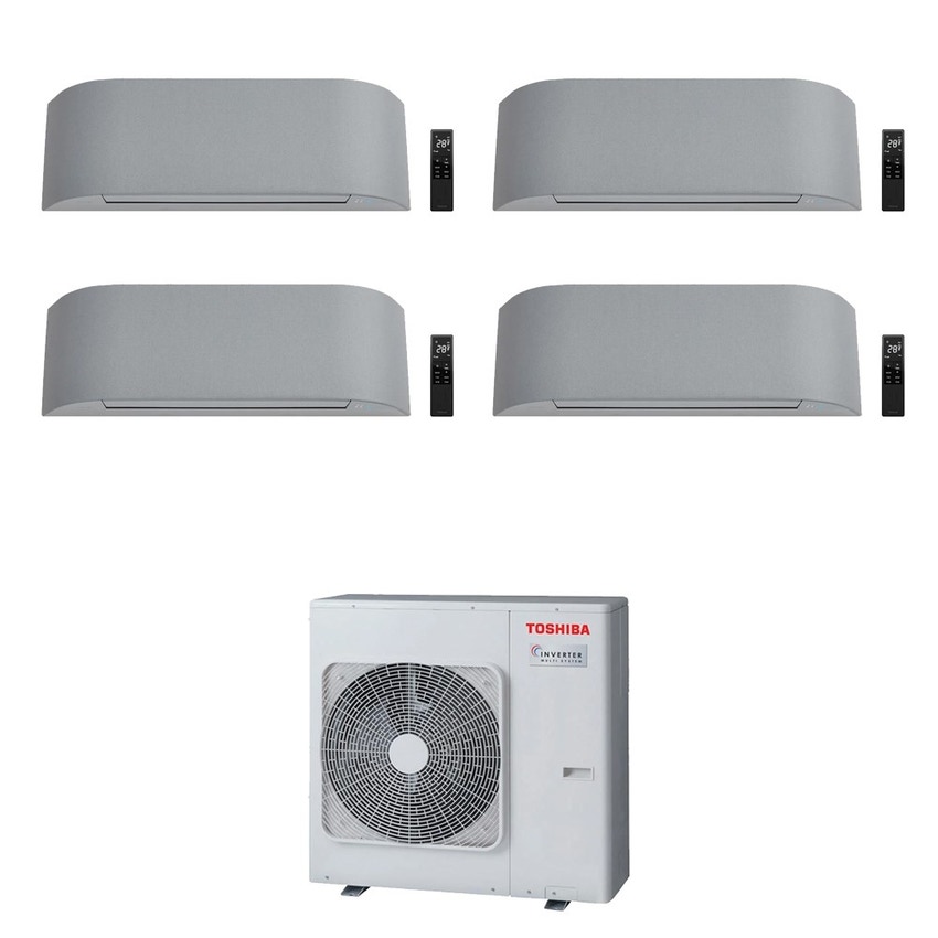 Immagine di Toshiba HAORI Climatizzatore a parete quadri split inverter Wi-Fi light grey | unità esterna R32 10 kW unità interne 7000+7000+7000+10000 BTU RAS-5M34G3AVG-E+RAS-[M07|M07|M07|B10(1)]N4KVRG-E