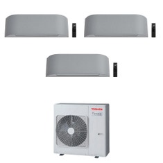 Immagine di Toshiba HAORI Climatizzatore a parete trial split inverter Wi-Fi light grey | unità esterna R32 8 kW unità interne 7000+7000+18000 BTU RAS-4M27G3AVG-E+RAS-[M07|M07|B16]N4KVRG-E