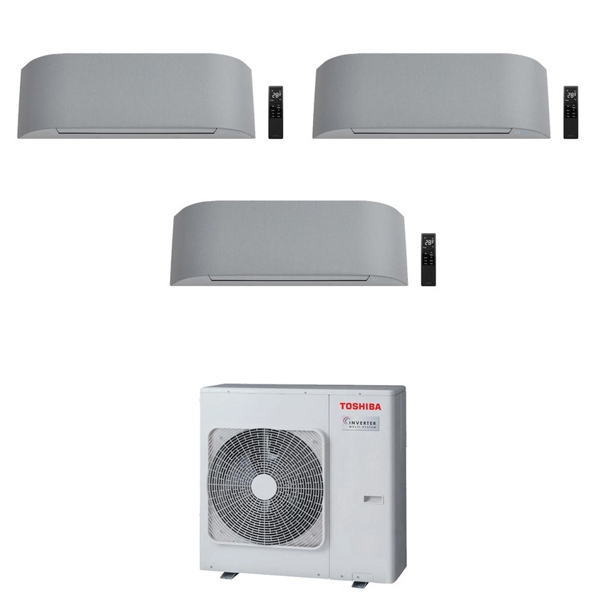 Immagine di Toshiba HAORI Climatizzatore a parete trial split inverter Wi-Fi light grey | unità esterna R32 10 kW unità interne 10000+10000+10000 BTU RAS-5M34G3AVG-E+RAS-[B10(1)|B10(1)|B10(1)]N4KVRG-E
