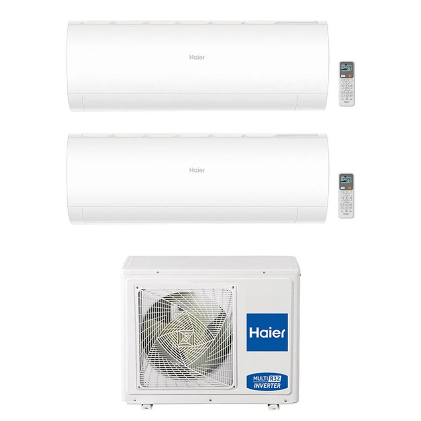 Immagine di Haier PEARL Climatizzatore a parete dual split inverter Wi-Fi bianco | unità esterna R32 7 kW unità interne 12000+18000 BTU 3U70S2SR5FA+AS[35]PBPHRA-PRE+AS[50]PDAHRA