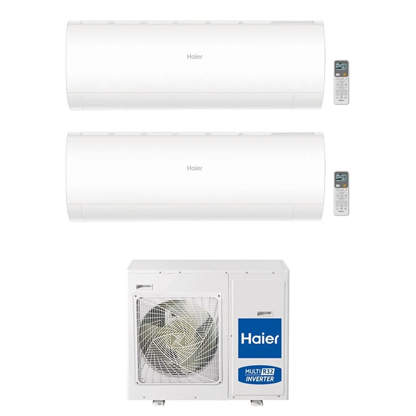 Immagine di Haier PEARL Climatizzatore a parete dual split inverter Wi-Fi bianco | unità esterna R32 8.5 kW unità interne 12000+18000 BTU 4U85S2SR5FA+AS[35]PBPHRA-PRE+AS[50]PDAHRA
